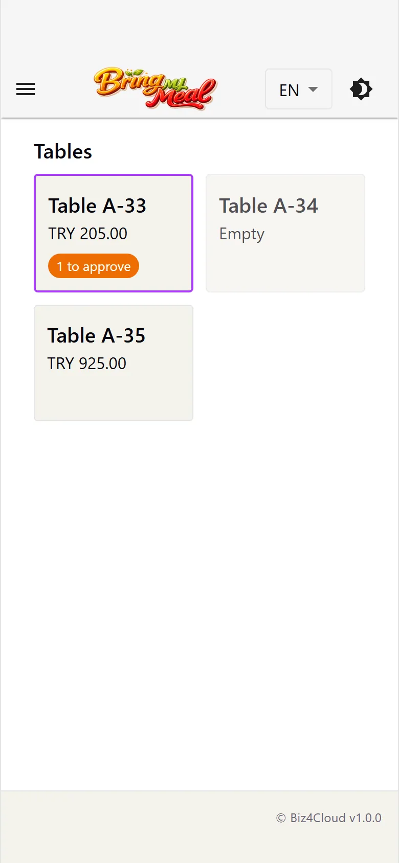 Waiter: tables